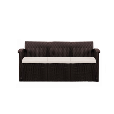 Rattan 3-Seater Sofa with Cushions Garden Furniture True Shopping   