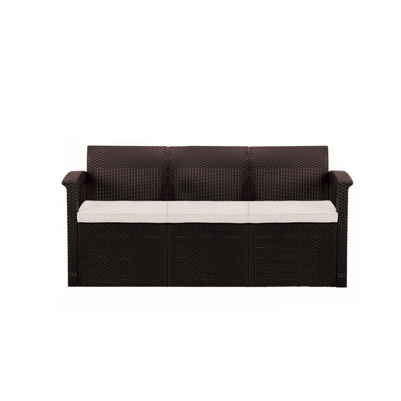 Rattan 3-Seater Sofa with Cushions Garden Furniture True Shopping   
