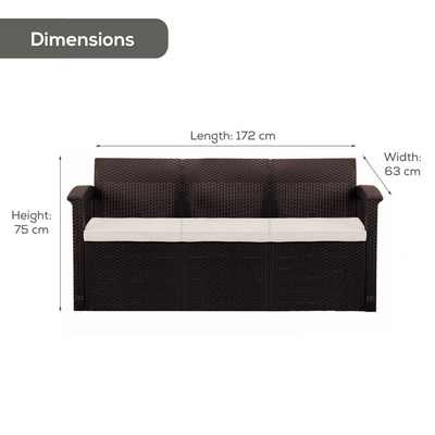 Rattan 3-Seater Sofa with Cushions Garden Furniture True Shopping   