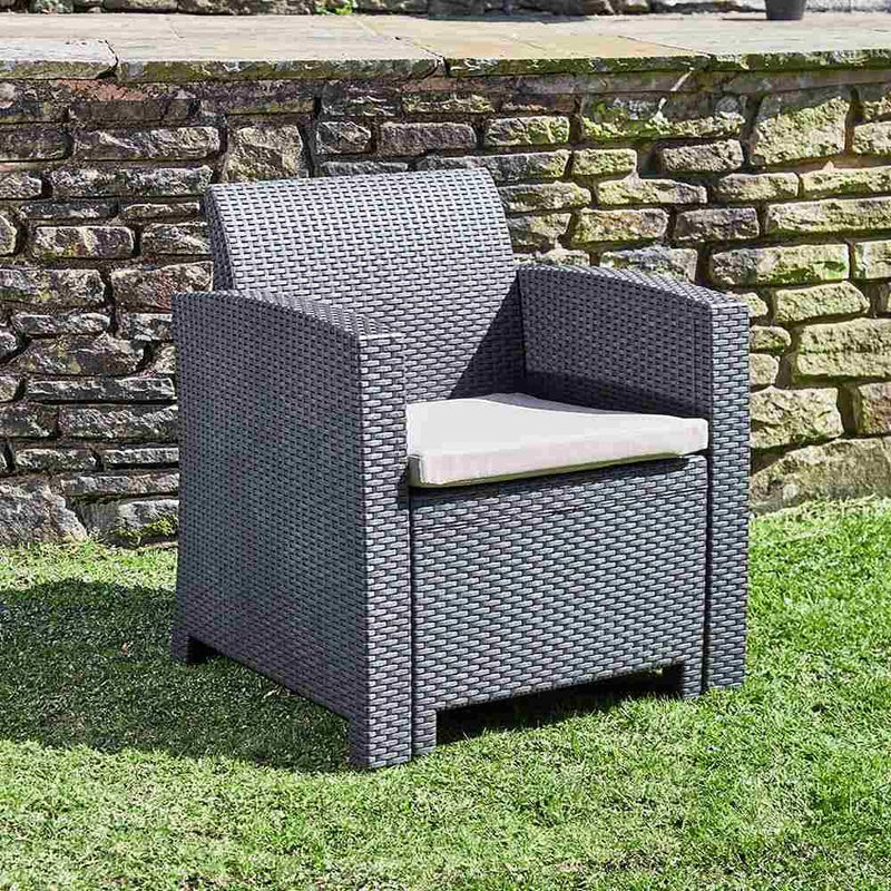 Marbella 4 Seater Rattan Effect Armchair Set with Coffee Table Garden Furniture True Shopping   