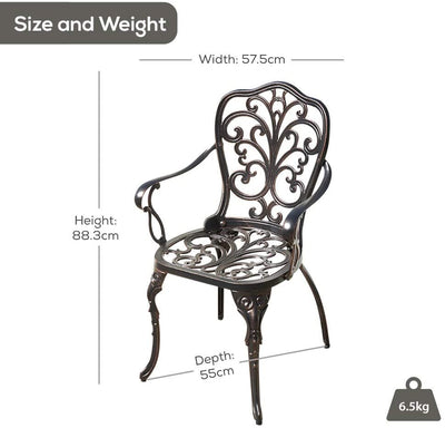 Cast Aluminium Round Dining Table Set with 4 Armchairs Garden Furniture True Shopping   