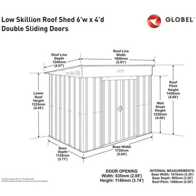 Globel Low Pent 6′x4′ Metal Shed Metal Sheds True Shopping   