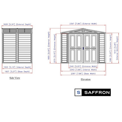 Saffron 8ftx5ft Vinyl Shed Including Foundation Kit Plastic Sheds True Shopping   