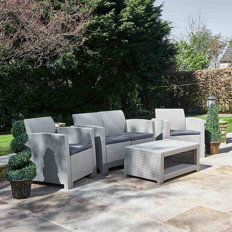 Marbella 4 Seater Rattan Effect Sofa Set with Coffee Table