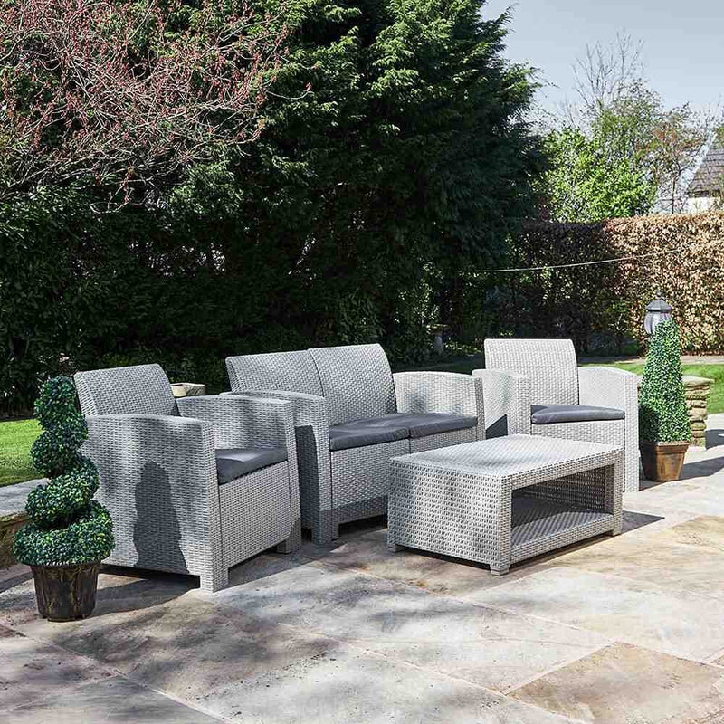 Marbella 4 Seater Rattan Effect Sofa Set with Coffee Table Garden Furniture True Shopping   