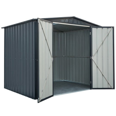 Globel 8′x6′ Double Hinged Apex Metal Shed – Anthracite Grey Metal Sheds True Shopping   