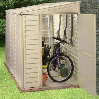 Saffron Lean-To 4ft×8ft Vinyl Shed Including Foundation Kit Plastic Sheds True Shopping   