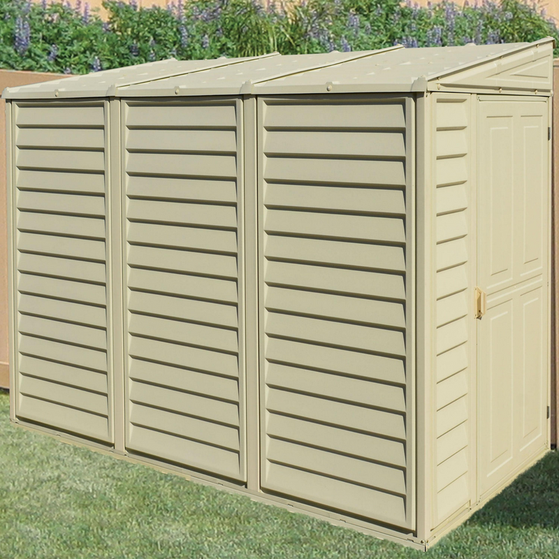 Saffron Lean-To 4ft×8ft Vinyl Shed Including Foundation Kit Plastic Sheds True Shopping   