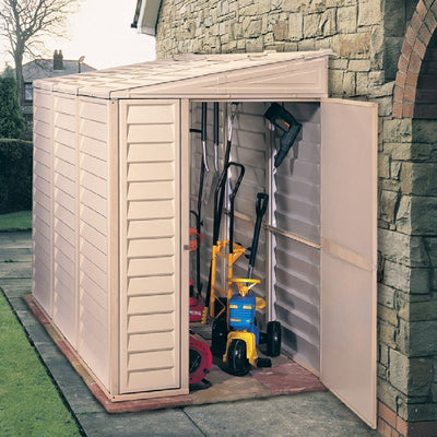 Saffron Lean-To 4ft×8ft Vinyl Shed Including Foundation Kit Plastic Sheds True Shopping   