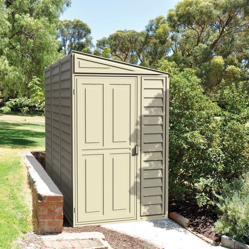 Saffron Lean-To 4ft×8ft Vinyl Shed Including Foundation Kit Plastic Sheds True Shopping   