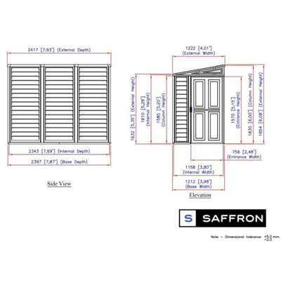 Saffron Lean-To 4ft×8ft Vinyl Shed Including Foundation Kit Plastic Sheds True Shopping   
