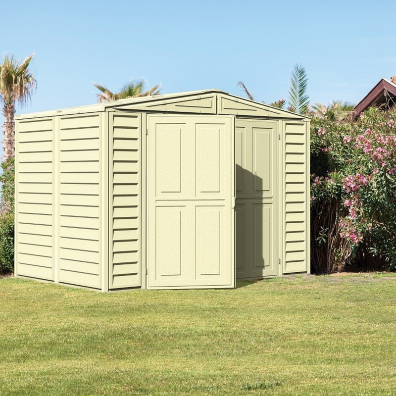 Saffron 8ftx5ft Vinyl Shed Including Foundation Kit Plastic Sheds True Shopping   