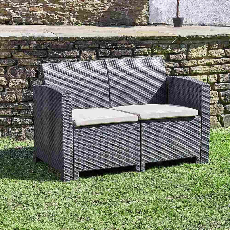 Marbella 4 Seater Rattan Effect Sofa Set with Coffee Table Garden Furniture True Shopping   