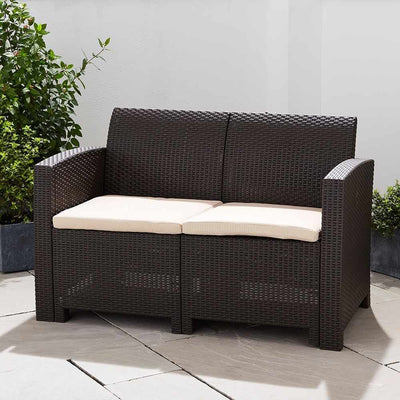 Marbella 4 Seater Rattan Effect Sofa Set with Coffee Table Garden Furniture True Shopping   