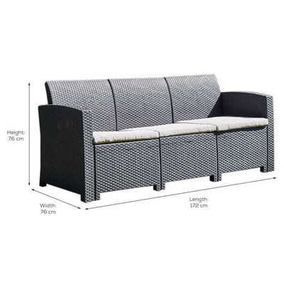 Marbella 5 Seater Rattan Effect Sofa Set with Coffee Table Garden Furniture True Shopping   
