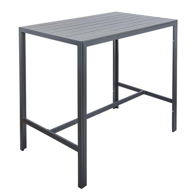 High Bar Table & 4 Stool Grey Polywood Set Garden Furniture True Shopping   