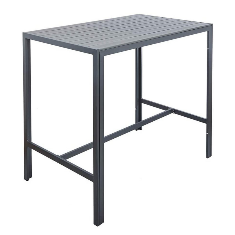 High Bar Table & 4 Stool Grey Polywood Set Garden Furniture True Shopping   