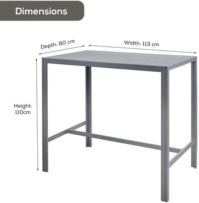 High Bar Table & 4 Stool Grey Polywood Set Garden Furniture True Shopping   