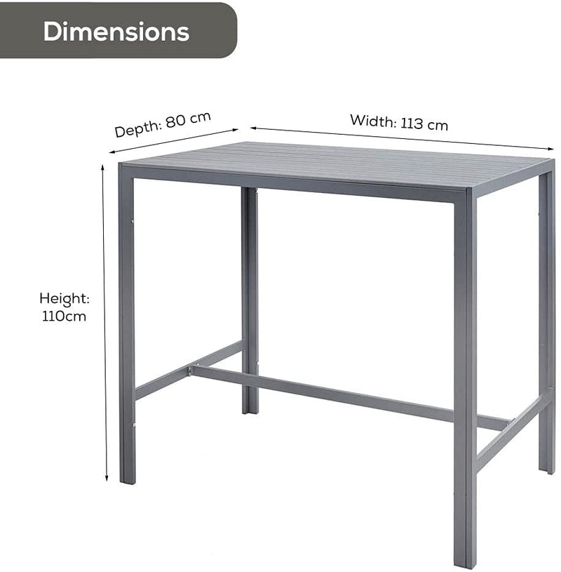 High Bar Table & 4 Stool Grey Polywood Set Garden Furniture True Shopping   