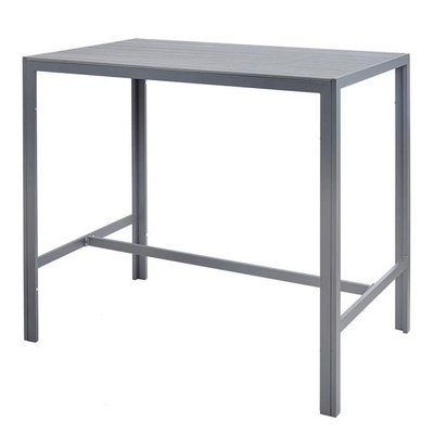 High Bar Table & 4 Stool Grey Polywood Set Garden Furniture True Shopping   
