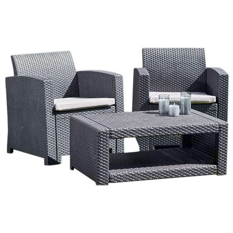 Marbella 2-Seater Rattan Armchair Furniture Set with Coffee Table Garden Furniture True Shopping   