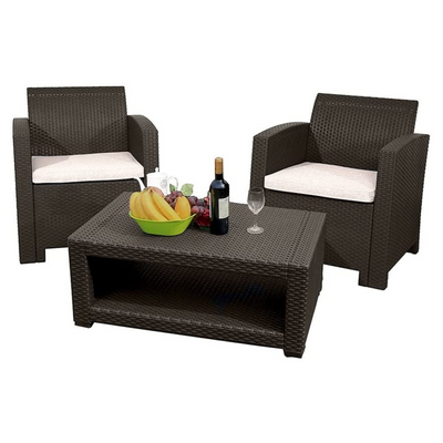 Marbella 2-Seater Rattan Armchair Furniture Set with Coffee Table Garden Furniture True Shopping   