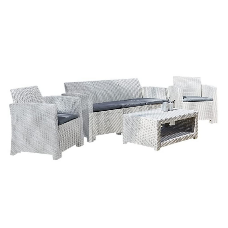 Marbella 5 Seater Rattan Effect Sofa Set with Coffee Table Garden Furniture True Shopping   